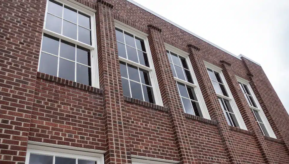 A red brick school building.