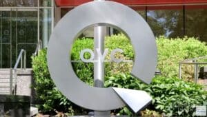 The QVC logo as a piece of outdoor art