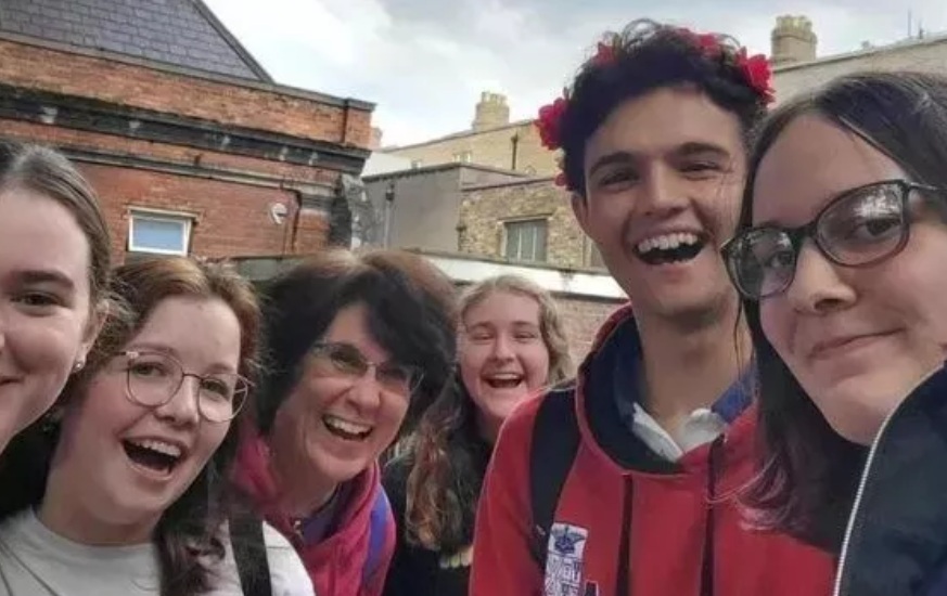 Pam Monaco with some of her theater students in Dublin.