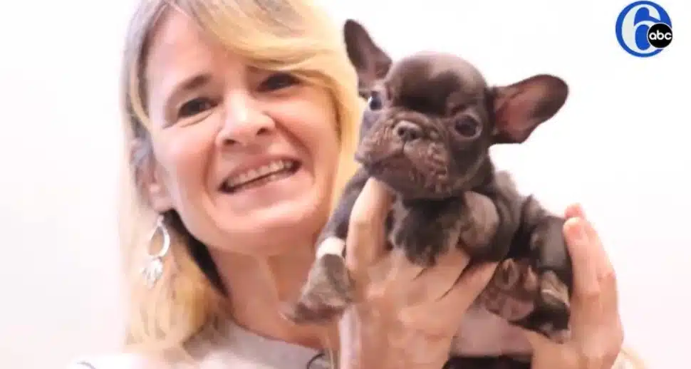 Jill Speckman of Drexel Hill, founder of Delco Dawgs holds a dog.
