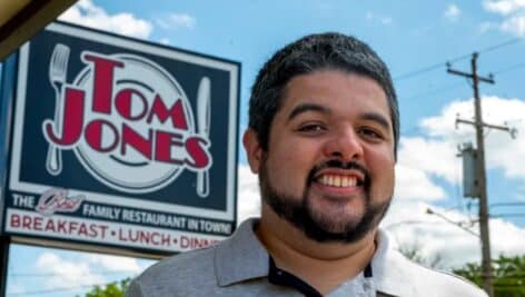 Chris Pidomenico outside Tom Jones Family Restaurant in Brookhaven, which will be a scene in the movie.