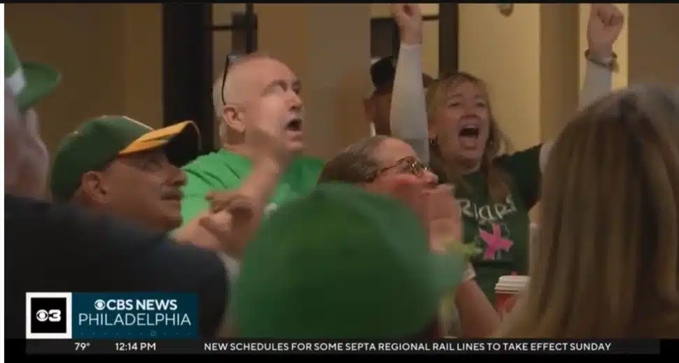 Cheers erupt from fans at Casey's Saloon and Restaurant in Drexel Hill as they watch the Bonner-Prendergast Friars play.
