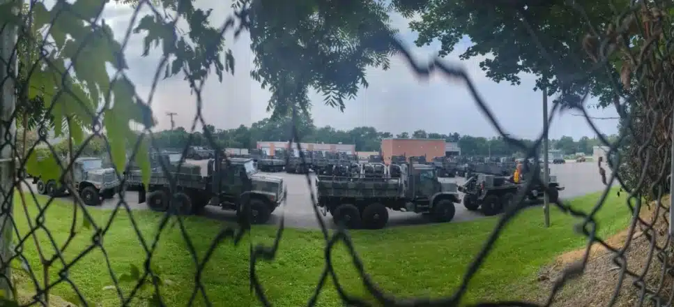 The view from a backyard next to the Marine Reserve vehicle facility in Ridley Township.