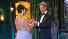Golden Bachelor Gerry Turner hands a rose to Susan Noles of Aston on the first episode of Golden Bachelor.