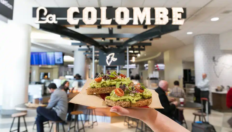 Avacado toast offered at La Combe in the Philadelphia International Airport.