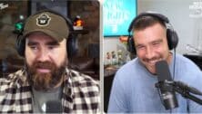 Jason Kelce and Travis Kelce on their New Heights podcast.