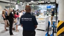 A worker conducts a demonstration at the Industry 4.0 Center at SAP America in Newtown Square.
