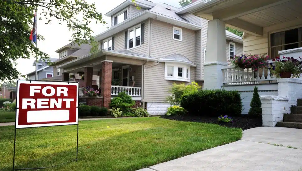 A home for rent out in the suburbs.
