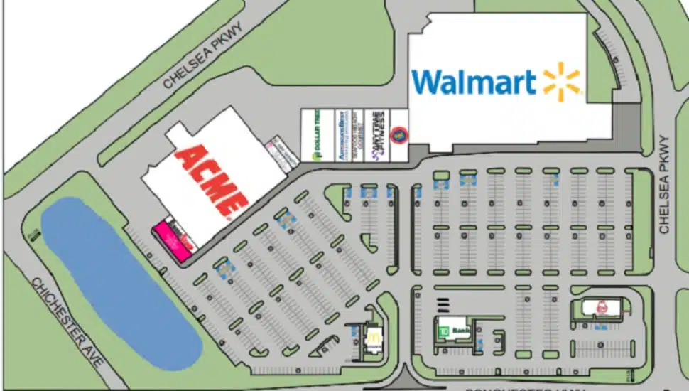 The plan for Larkin's Corner in Boothwyn showing store locations.