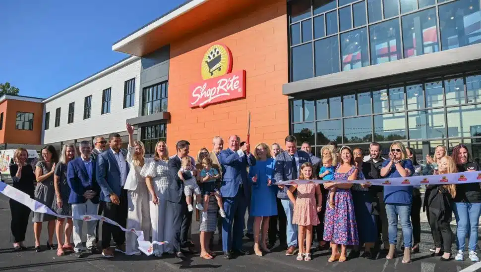 Owners Pat and Helen Burns cut the ribbon Friday morning on the long-awaited new Drexeline ShopRite