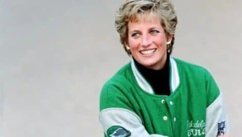 Princess Diana's favorite colors were green and silver, making the Eagles jacket a fine selection.