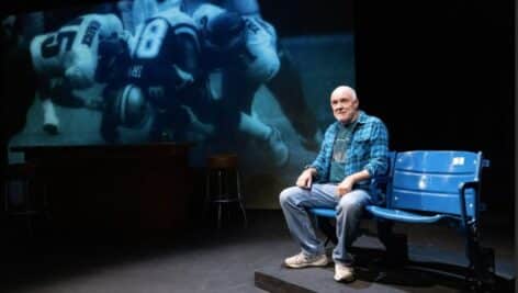 Bruce Graham on stage at the Hedgerow Theater's production of The Philly Fan.