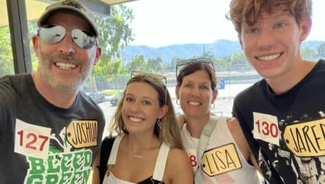 Newtown Square's Josh Kaplan, left, poses with his family outside "The Price Is Right" ahead of his appearance as a contestant on the storied game show.