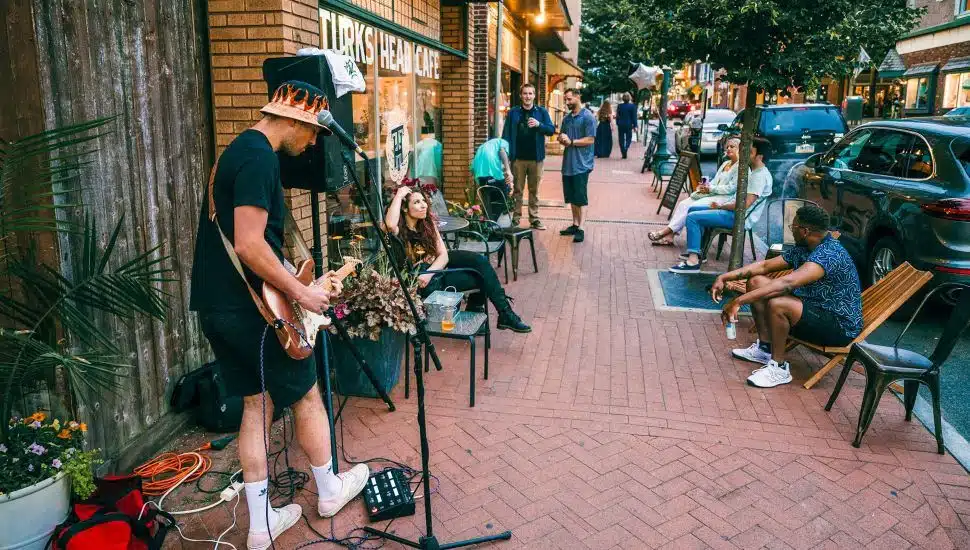 Turks Head Cafe in West Chester often has live music outside.