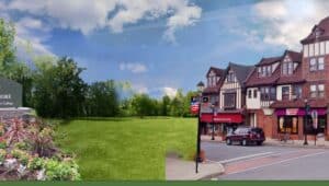 Two combined images of Swarthmore Borough, one of the desirable communities for families in Delaware County.