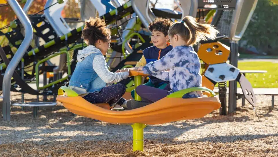 The ReviWheel, a Landscape Structures product from General Recreation that can be added to local playground projects.