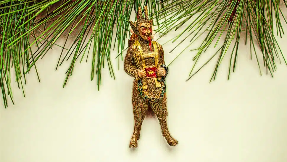 A Krampus Christmas tree ornament.