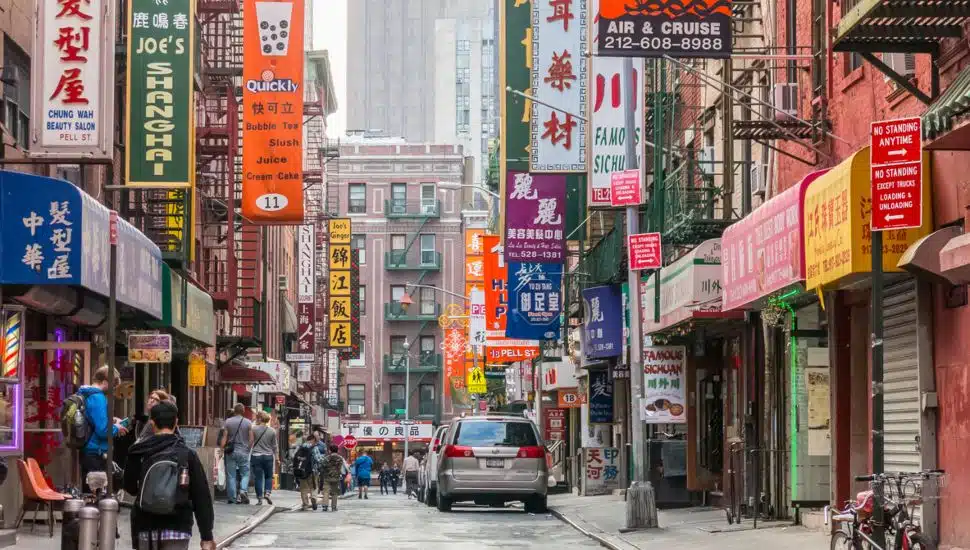 Walking in New York's Chinatown.