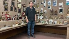 Sandrose Trophies owner Jason Allen in the Sandrose Trophies showroom.