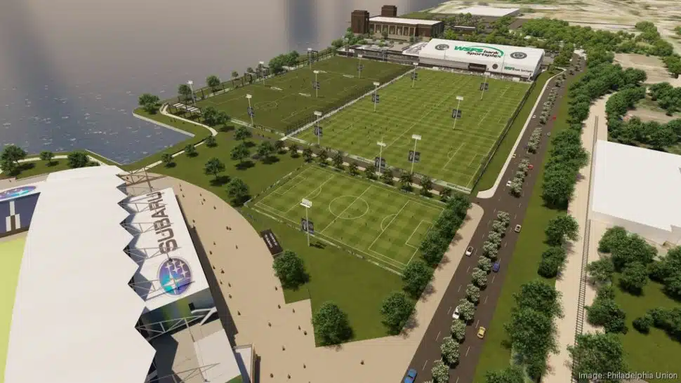 A rendering of the Philadelphia Union WSFS Bank Sportsplex in Chester