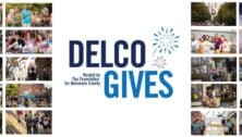 A banner for the Delco Gives community giving initiative in Delaware County.