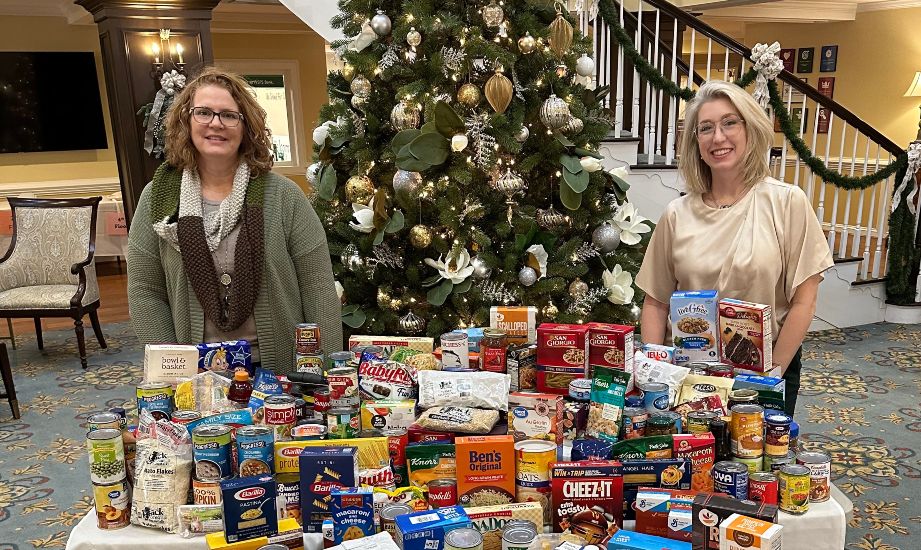 Shown are some of the donated items with Kim Ranck, Director of Community Life Services (left), and Shana Kelly, Community Life Services Coordinator (right).