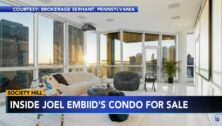 Joel Embiid purchased the Society Hill penthouse in 2018 for $3.2 million and is now selling it for $5.5 million.