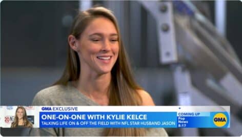 Kylie Kelcie doing an interview on Good Morning America.