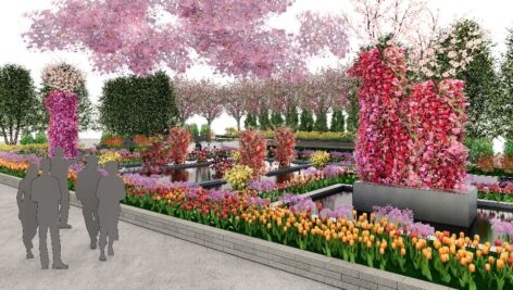 Rendering of the 2024 Philadelphia Flower Show Entrance.