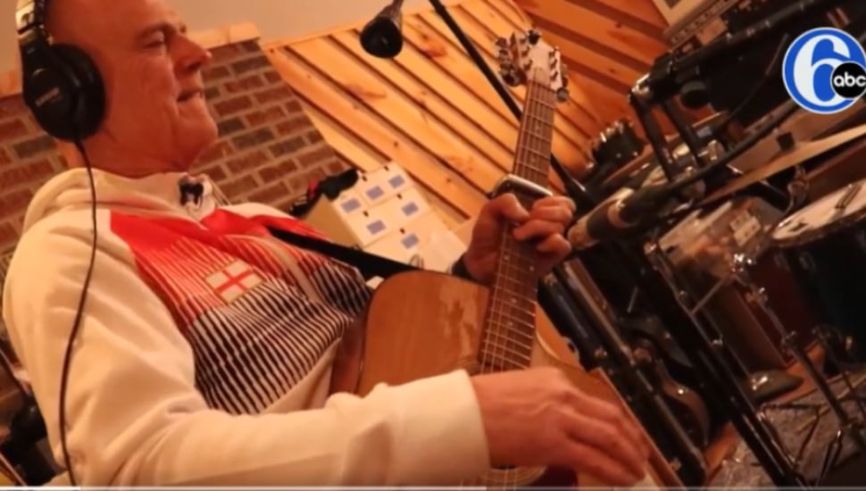Tommy Conway playing guitar. Tommy-Conway Local musicians led by Tommy Conwell, frontman of Tommy Conwell and the Young Rumblers, pictured here, recorded a version of the song in Conshohocken.