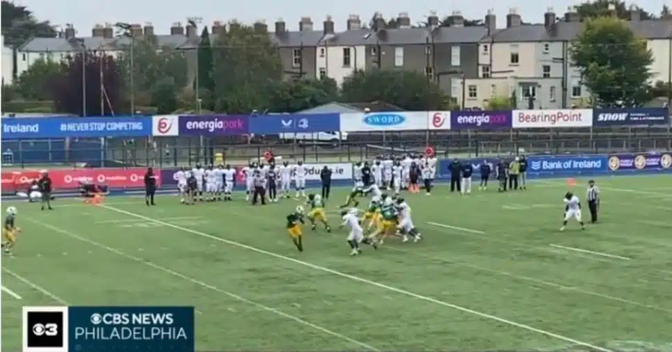 A Catholic high school football game in progress.