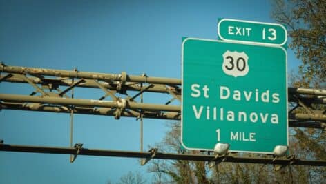 A highway exit sign fo Villanova and St. Davod s takes you to some of the wealthiest ZIP Codes in the Greater Philadelphia Area.