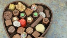 A heart-shaped box of chocolates.