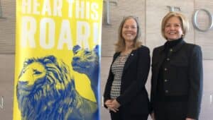 Widener President Stacey Robertson and Tracy Davidson from last year's High School Leadership Awards, Both of them will be speaking again at this year's event.