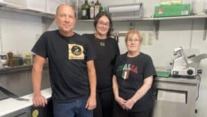 Part of the team behind the success of Caffeinato Deli & Panini in Folsom are, from left, chef Doug Levesque of New Castle, Delaware; Tori Cancino of Eddystone; and Carol Cuculino of Norwood.