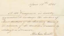 A letter signed by Abraham Lincoln on April 11, 1865, appointing anti-slavery proponent Allen M. Gangewere to a federal auditing post.