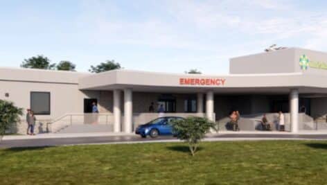 A rendering of a ChristianaCare micro-hospital proposed for West Grove in Chester County.