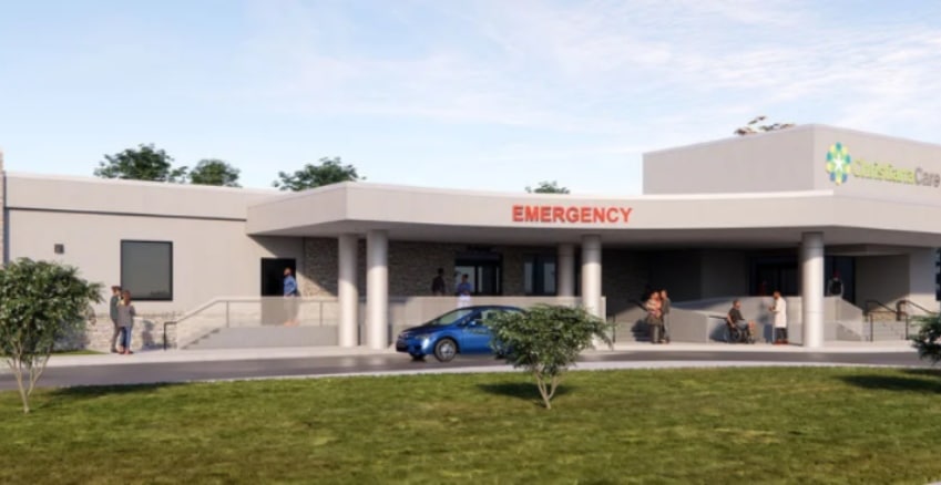 A rendering of a ChristianaCare micro-hospital proposed for West Grove in Chester County.