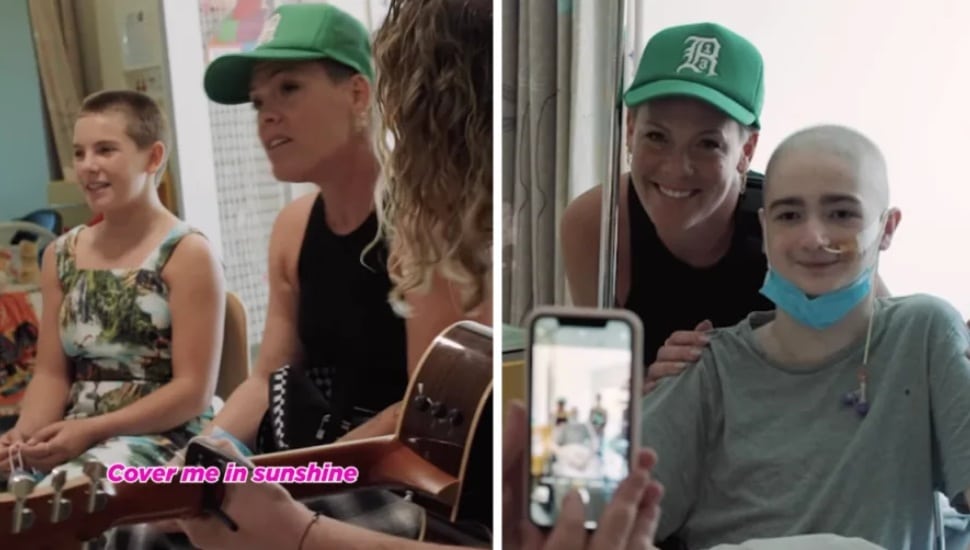 Doylestown native Pink and her daughter Willow serenaded patients at the Australian Royal Children's Hospital in Melbourne.