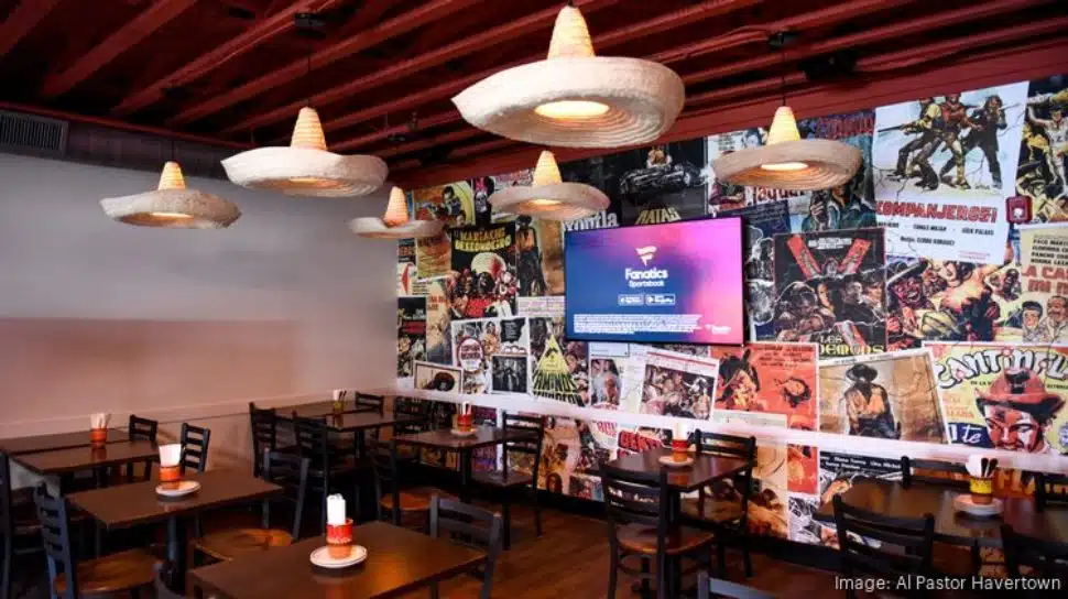 The Mexican-themed interior of the new Al Pastor Havertown restaurant.