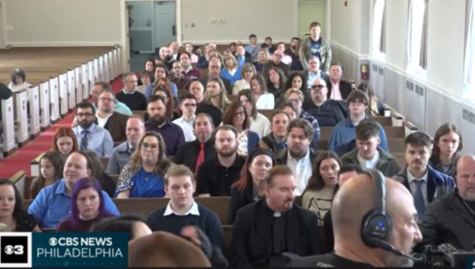 Delaware County extras play members of the congregation during a critical church scene in Delco: The Movie.