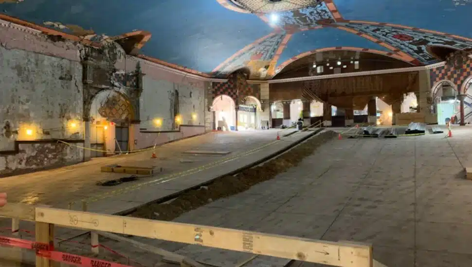 The view from the stage as the Lansdowne Theater undergoes renovations.