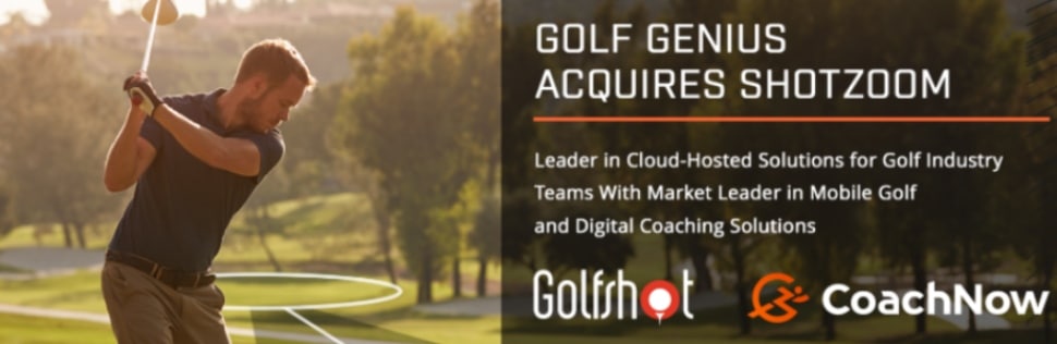 An announcement about Golf Genius acquiring Shotzoom on the company website.