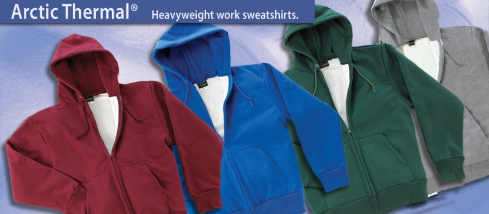 A sample of the Arctic thermal heavyweight work sweatshirts available from Camber USA.