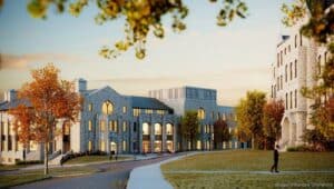 A rendering of the $150 million expansion underway for the College of Engineering at Villanova University.