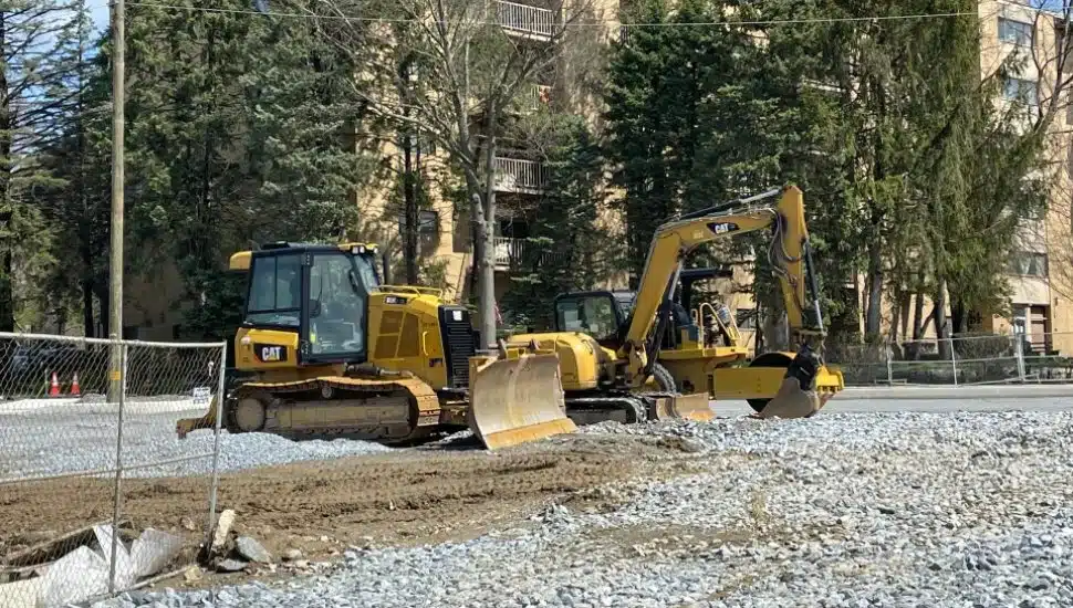 Construction equipment at work as plans move forward for 2 new Drexeline tenants.