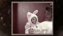 Taylor Swift shared this image of her in a bunny outfit held by her mom back on Easter Day 1990.