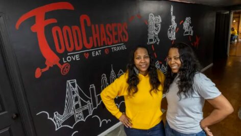 Sisters Maya (left) and Kala Johnstone at FoodChasers Kitchen, their restaurant in Elkins Park.