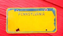 A blank Pennsylvania license plate.