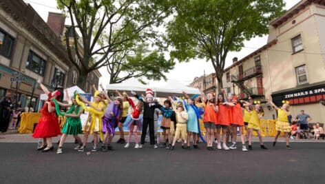 Performers offer up a number from Seussical during Dining Under the Stars Wednesday in Media.